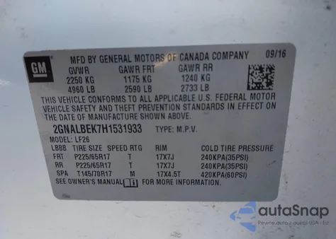 2017 Chevrolet Equinox Ls from USA, damaged, VIN 2GNALBEK7H1531933